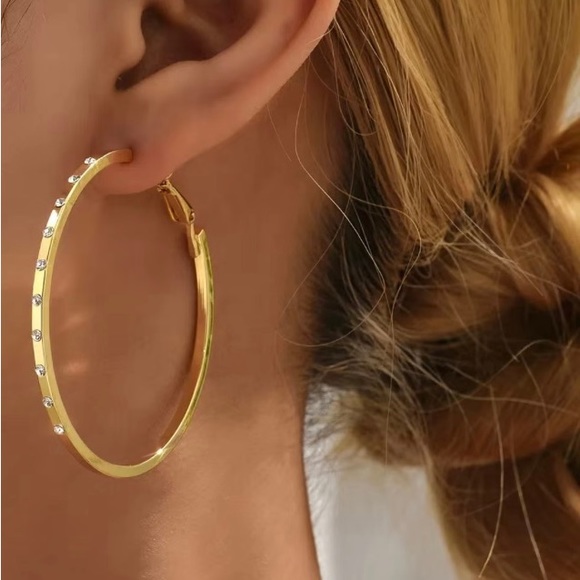 Fashion Jewelry Jewelry - Last One!! 14K 925 Gold Plated Hoop Earrings